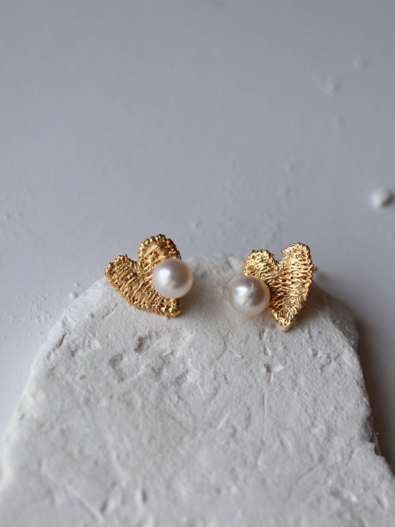 Mini Heart Lace Earrings (실버/골드)