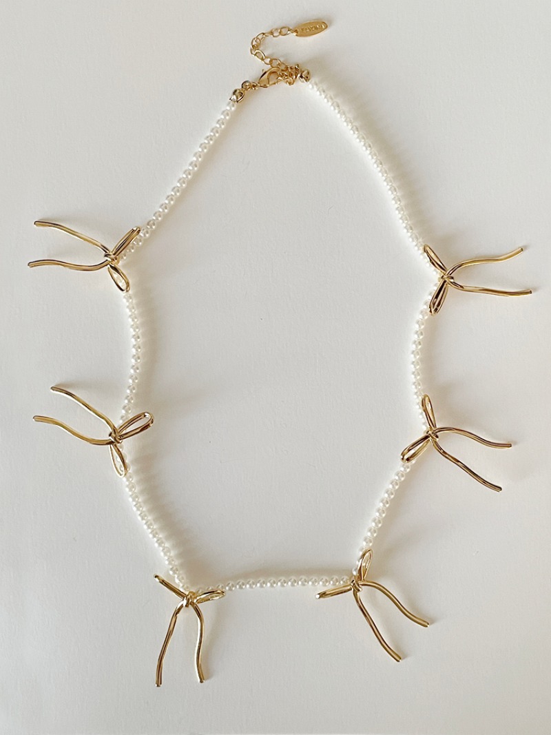 Multi Bows Pearl Necklace