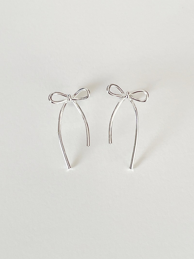 Bow Drop Earrings (silver)