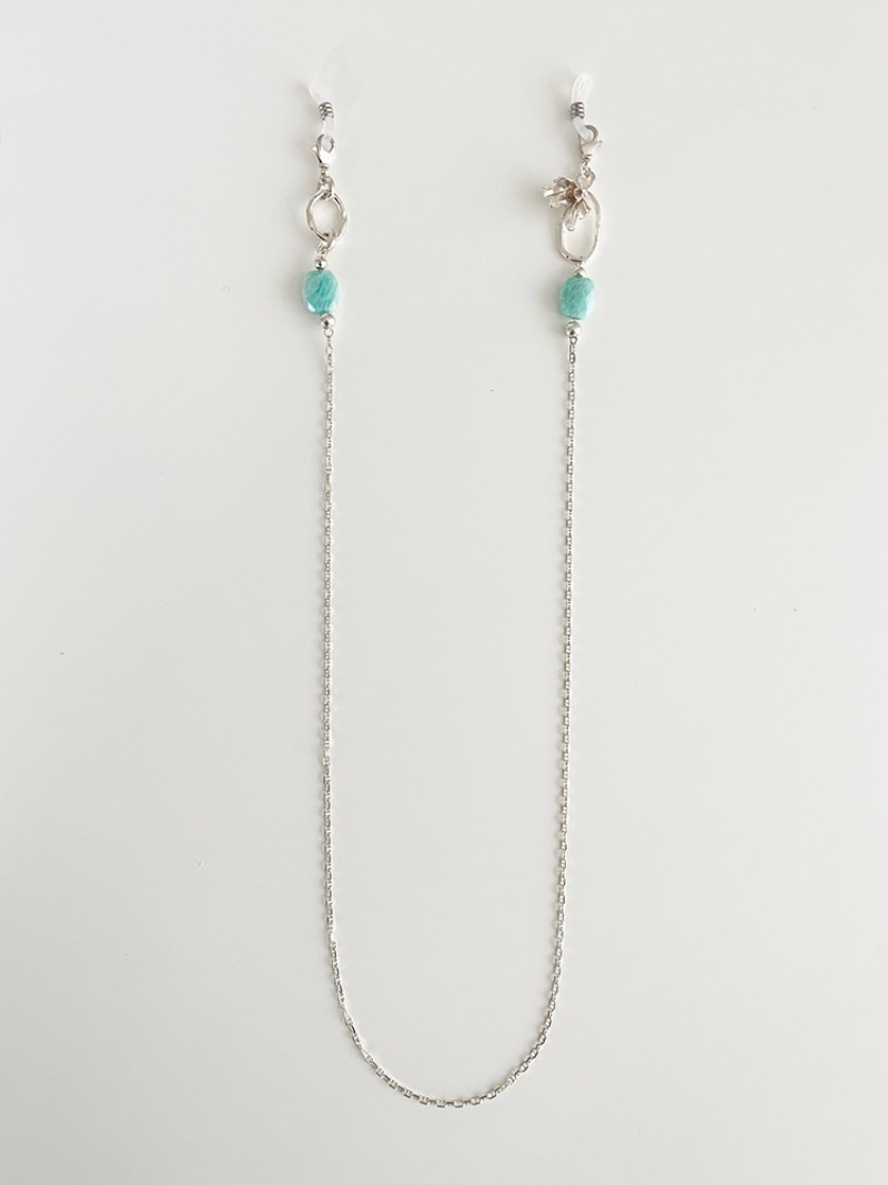 Silver Glasses Chain (Aquamarine)